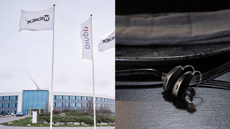 image of WSA headquarters with Widex and Signia flags flying