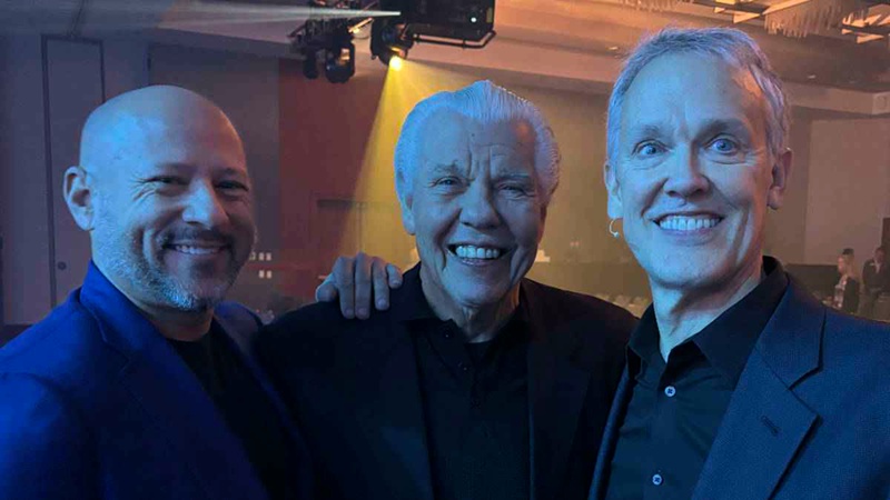 Starkey CEO Brandon Sawalich, Founder Bill Austin, and Chief Hearing Health Officer David Fabry during a break at the Starkey Days conference.