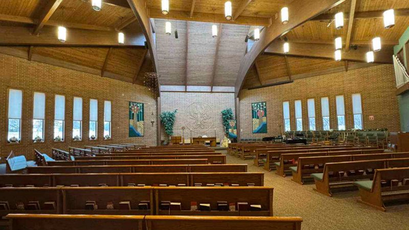 The small church sanctuary where I got to experience Auracast broadcast technology.