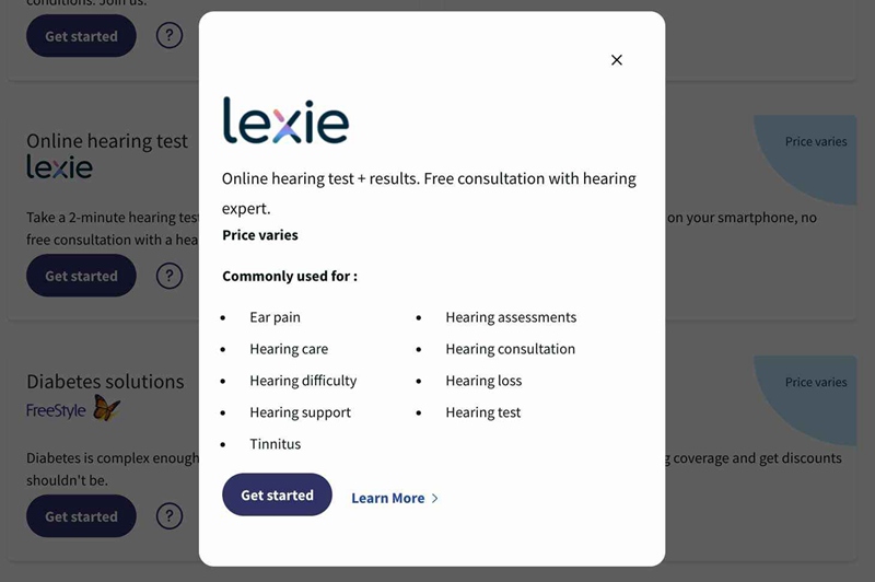 Walgreens Find Care® website with Lexie promo
