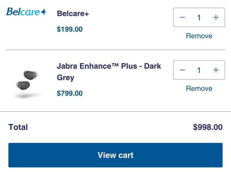 My shopping cart at Beltone