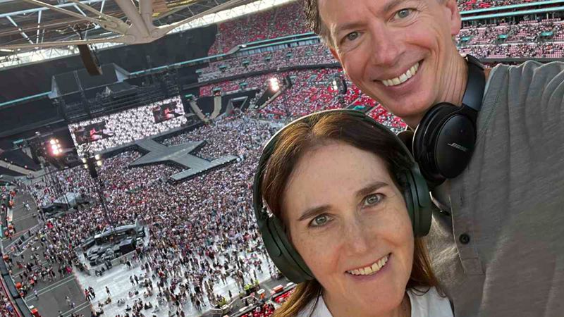 Shari Eberts With Headphones At Wembley