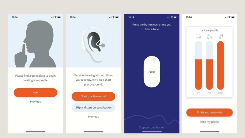 Images of the MDHearing app conducting a hearing test