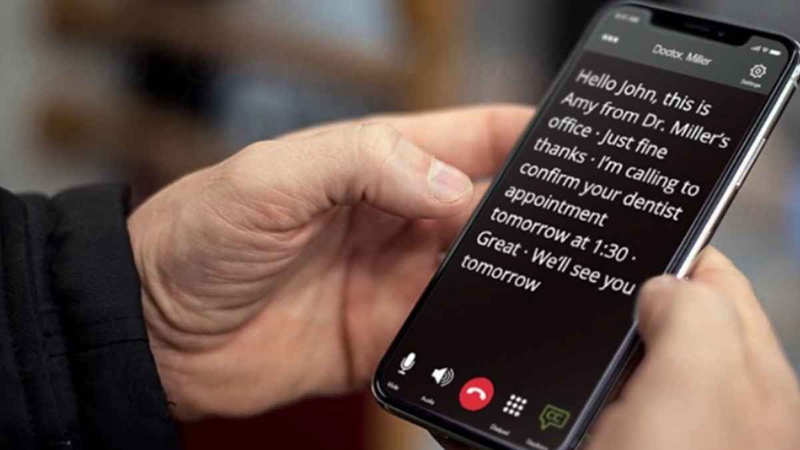 Captioning apps for smartphones, like the CaptionCall mobile app shown here, allow for speech-to-text captioning when you're on the go.